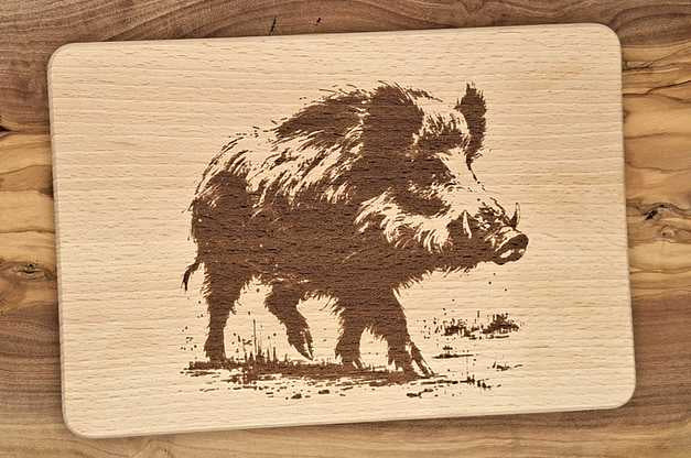Wildschwein Frühstücksbrettchen Buche ca. 22x15x1 cm