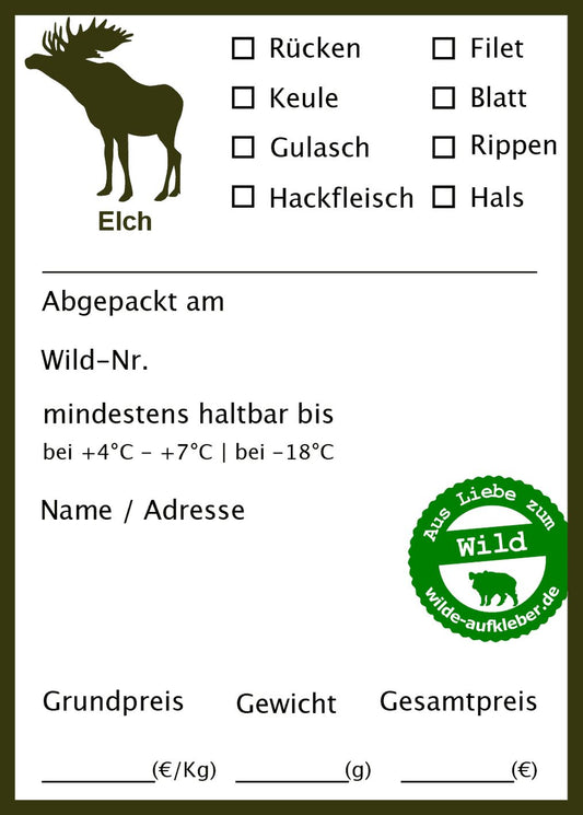 Classic Premium Elch-Wildbret-Aufkleber