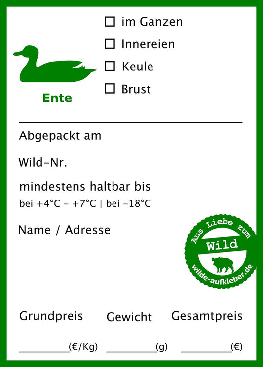 Classic Premium Ente-Tiefkühl-Aufkleber
