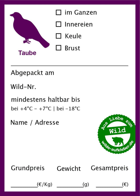 Classic Premium Taube-Tiefkühl-Aufkleber
