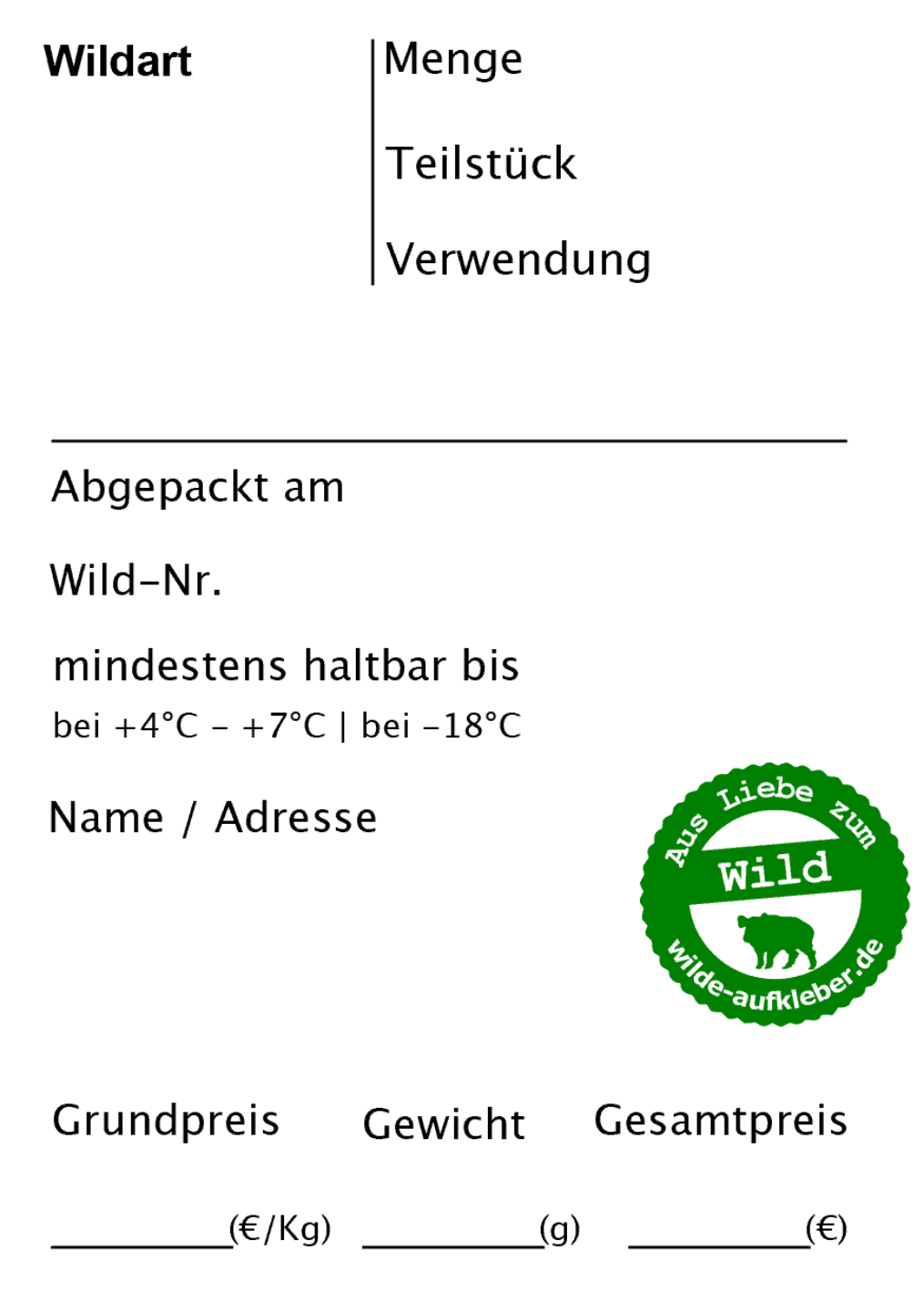 Classic Premium Universal-Wildbret-Aufkleber