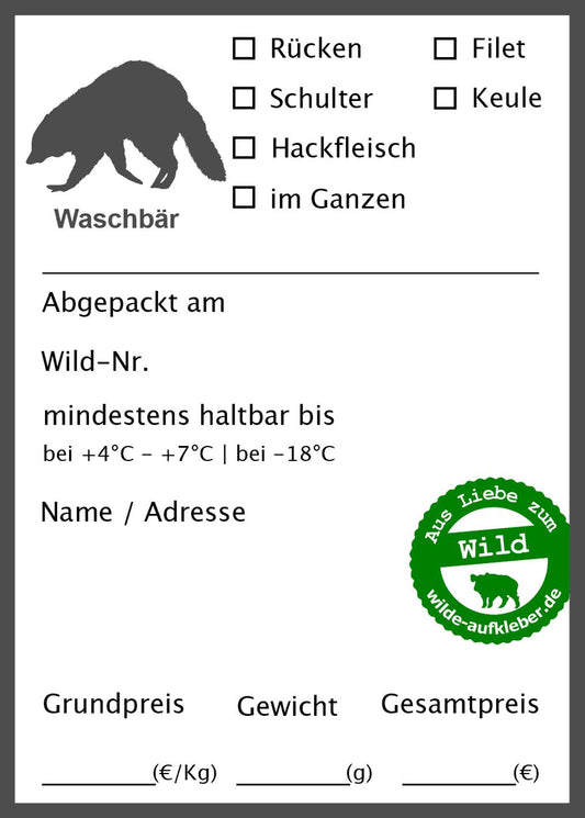 Classic Premium Waschbär-Wildbret-Aufkleber